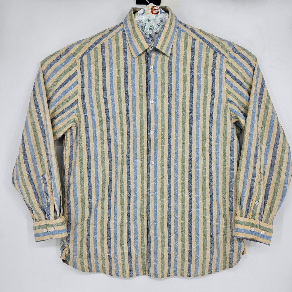 Jhane Barnes Shirt Mens‎ XL Button Up Striped Geometric Long Sleeve Preppy